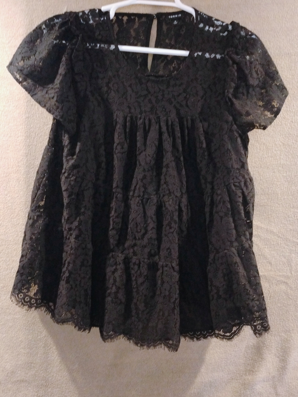 2/$15 torrid Black Lace Tiered Short-Sleeve Blouse